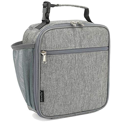 FlowFly Kids Lunch box Insulated Soft Bag Mini Cooler Back to School Thermal Meal Tote Kit for Girls, Boys(Heather Grey) - color: Heather Grey