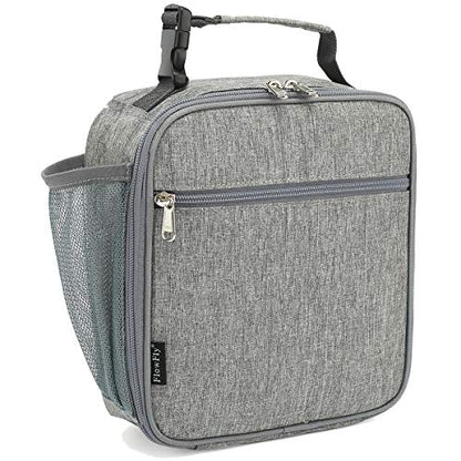 FlowFly Kids Lunch box Insulated Soft Bag Mini Cooler Back to School Thermal Meal Tote Kit for Girls, Boys(Heather Grey) - color: Heather Grey