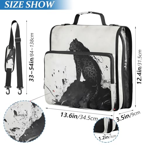 3 Ring Zipper Binder Black Leopard Binders Bag with Shoulder Strap 500 Sheets Paper Organizer Trapper Keeper Documents Storage File Folder for School Office - color: A931