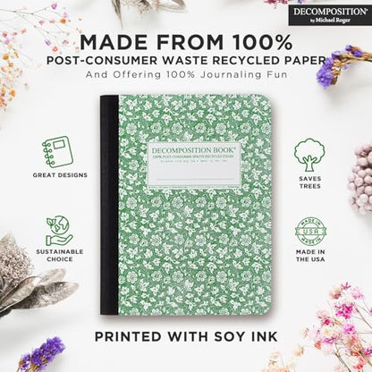 Decomposition Parsley College Ruled Composition Notebook - 9.75 x 7.5 Journal with 160 Lined Pages - Cute Notebooks for School Supplies, Home & Office - 100% Recycled Paper - Made in USA - color: Parsley