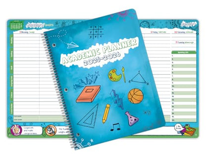 Dated Elementary Student Planner 2025-2026 Academic School Year, Large (8.5" by 11") Matrix Style Datebook with Create Cover