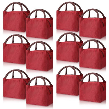Chunful 12 Pcs Lunch Bags Bulk Reusable Insulated Lunch Box Bags with Aluminum Leakproof Tote for School Students Kids Women Men Children Adult Office Work Employees Travel - color: Wine Red
