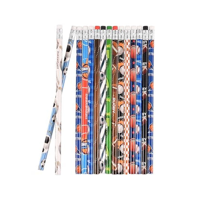 72PCS Corlorful Wooden Football Pattern Cased Pencils for Kids Bulk with Erasers, Fun Cute for School,Drawing,Gift (pattern, 72) - style: pattern