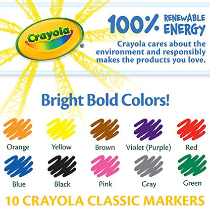 Crayola MARKERS FINE LINE 10 COUNT (Pack of 2) - size: 10 Count (Pack of 2)