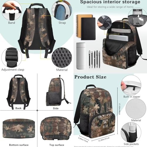 Tree Branch Deer 3PCS Backpack for Boys Girls Teens, 3 in 1 Lightweight School Bag 17 Inch School Backpack with Lunch Box Pencil Case for Middle High Students - color: Tree Branch Deer