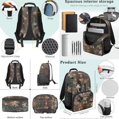Tree Branch Deer 3PCS Backpack for Boys Girls Teens, 3 in 1 Lightweight School Bag 17 Inch School Backpack with Lunch Box Pencil Case for Middle High Students - color: Tree Branch Deer