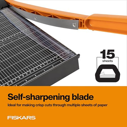 Fiskars Recycled Bypass Guillotine Paper Cutter, 12" Cut Length, Self-Sharpening, Paper Trimmer for Crafting and Scrapbooking, Arts and Crafts Supplies, Photo Cutter with 30% Recycled Materials