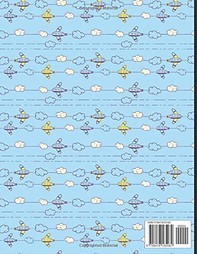 Airplanes Primary Composition Notebook Grades K-2 With Picture Space: Kindergarten Writing Journal with Dotted Lines and Drawing Area, Practice Draw and Write