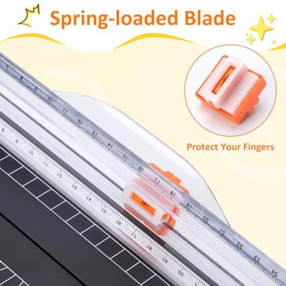 A4 Paper Cutter -12 Inch Paper Trimmer with 2pcs Replacement Blades with Safeguard Side Rulerfor Cut Gift Card,Coupon,Label, Cardstock,Photo - color: Black