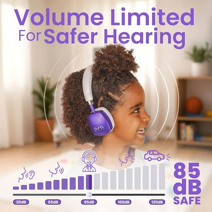 Puro Sound Labs Noise Cancelling Headphones for Kids - 85 dB Volume Limit, Built in Mic, 35-Hour Battery, Lightweight On Ear Design & Comfy Fit, Bluetooth Headphones for Kids – PuroQuiet Plus, Purple - color: Purple