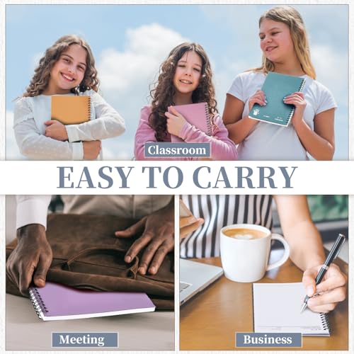 Lewtemi 6 Pack Small Left Handed Notebook 8"x5" Lefty Spiral Notebooks Wire Bound Mini Notebook 50 Sheets College Ruled Paper Journal(Bright Color) - color: Bright Color