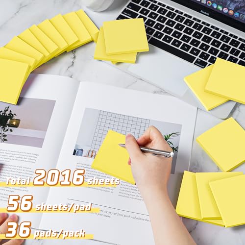 (36 Pack) Sticky Notes 3x3 in Post, Yellow Self-Stick Note Pads it, Strong Adhesive, Easy to Post for Home, Office, Notebook - color: Yellow