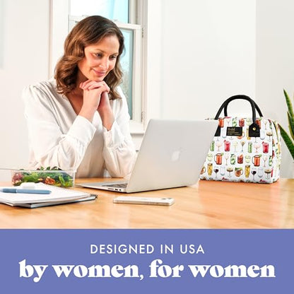 Fit & Fresh Bloomington Lunch Bag for Women - Insulated Large Lunch Box for Work with Containers, Leak-Resistant, Stain-Resistant, Zipper Closure, Mixology - color: Mixology