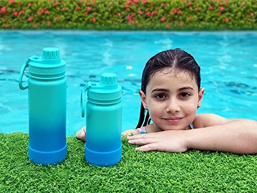 CHILLOUT LIFE 12oz Kids Insulated Stainless Steel Water Bottle with Leak Proof Spout Lid & 144 Stickers - color: Ocean Blue, style: 12 oz