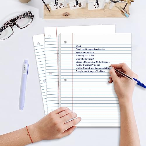 SUNEE Loose Leaf Paper, 900 Sheets, 6 Pack Wide Ruled Paper, 8 x 10-1/2 Inch Filler Paper, 3 Hole Punch Binder Paper, Loose Leaf Notebook Paper, 150 Sheets/Pack - size: Wide Ruled | 6 Pack