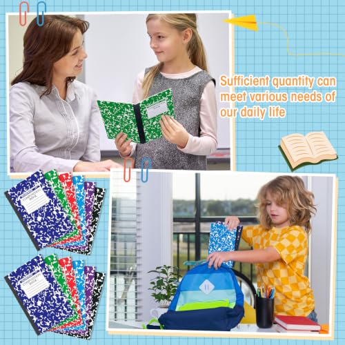 Fainne 60 Pack Composition Notebooks College Ruled A5 Composition Notebook Bulk Marble Notebooks 30 Sheets (60 Pages) for Student Journal Classroom Office School Supplies(6 Color) - color: 6 Color