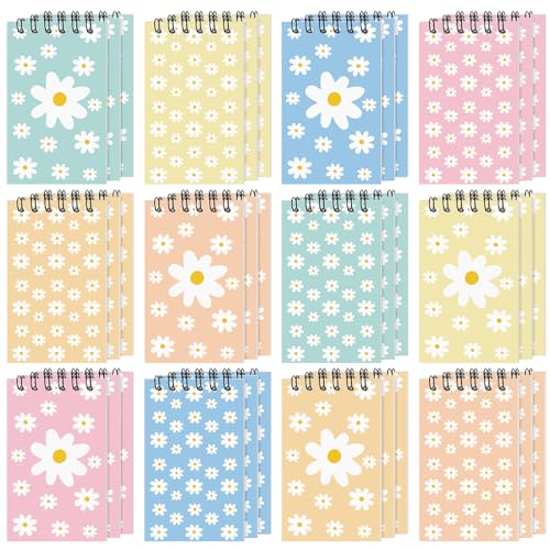 Zhanmai 36 Pcs Mini Spiral Notepads Daisy Pocket Notebooks for Kids Colorful Daisy Floral Notebook Small Journal for Women Girls Gift Office School Travel Supplies - style: Daisy