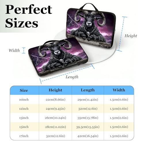 11.6 12 12.2 12.3 inch Laptop Sleeve with Handle, Black Ram Water‑Resistant Tabet Carrying Case for MacBook Air 12/Chromebook/HP/Dell/Lenovo/Asus/Acer - color: Black Ram, size: 11-12.3 inch Devices