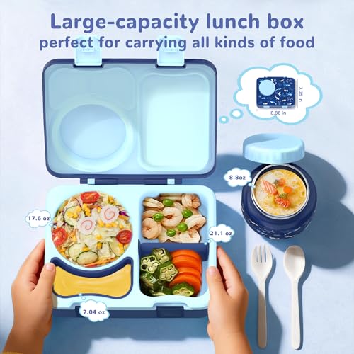 Bento Lunch Box for Kids Adult, Leakproof 3-4 Compartment Bento Box Set with Insulated Food Jar,Water Bottle, Lunch Bag, School Lunch Container for Toddler Teen Girls Boys Ages 3+(Shark) - color: Shark