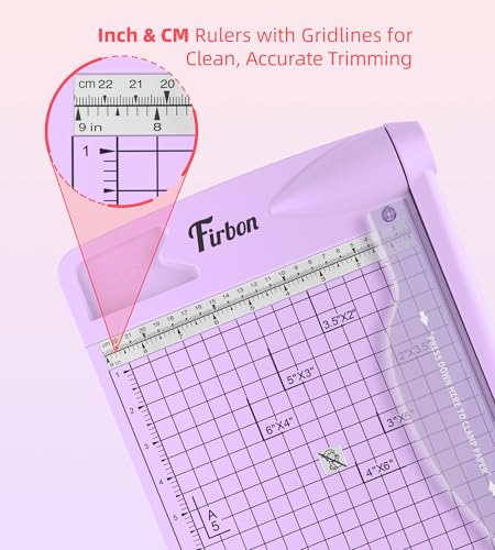 Firbon 12" Guillotine Paper Cutter, Heavy Duty 12-Sheet Capacity Trimmer for Cardstock, Photos, Scrapbooking, Office, Classroom, Studio (Purple) - color: Purple