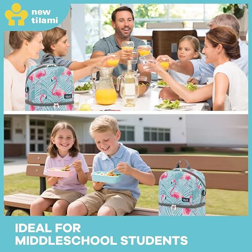 NEW TILAMI Kids Lunch Bag Double Insulated for tilami Rolling Backpack Girls Boys forTravel School Picnic, Tropical Flamingo Teal - color: Tropical Flamingo Teal