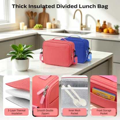 Bento Lunch Box Set for Kids with 8.5oz Hot Food Jar Leak-Proof Lunch Food Container with Insulated Lunch Bag for Toddlers Girls Boys Teens to School, Office, Picnic, Camping, Travel - Pink - color: Pink