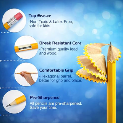 School Supply Boxes | 10 ct. Wooden Pencil Pack | 1 Pack | Pre-Sharpened No. 2 Wooden Pencils | 10 Total Pencils