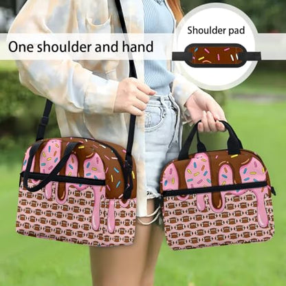 Pink Ice Cream American Football Boys Girls 17 Inch Backpack Set with Lunch Bag Pencil Bags for Kids 3 in 1 Schoolbag 3PCS Teens Bookbag for Middle High School Students - color: Pink Ice Cream American Football