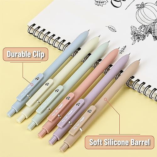 Mr. Pen- Retractable Gel Pens, 6 Pack, Pastel Barrels, Black Ink, Fast Dry | Fine Point 0.5mm, Cute Aesthetic for Journaling - color: Pastel Barrels