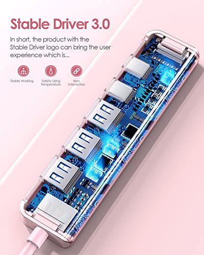 LENTION 6-in-1 USB C Hub, 4K@60Hz HDMI, 100W PD, 3 USB 3.0, USB-C Data | Ideal for Work & Study, Stable Driver 3.0 Certified, Compatible with macOS, iOS/iPadOS, Windows & ChromeOS (CE35p, Rose Gold) - color: Rose Gold