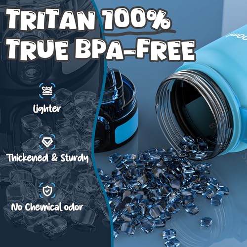 OLDLEY Kids Water Bottle for School, 17 oz (2 lids) BPA-Free Reusable Leak-proof Durable Tritan Plastic Water Bottles with Straw & Chug Lids, Anti-dust Spout Cover (Blue) - color: A-Blue, size: 16.9 Ounces