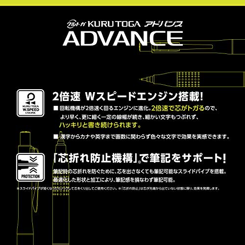 uni Kurutoga Advance Upgrade Model 0.5mm Mechanical Pencil, White Body (M510301P.1) - color: white