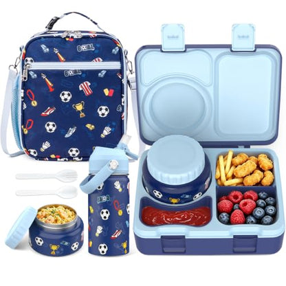 Bento Lunch Box for Kids Adult, Leakproof 3-4 Compartment Bento Box Set with Insulated Food Jar,Water Bottle, Lunch Bag, School Lunch Container for Toddler Teen Girls Boys Ages 3+(Space) - color: Space