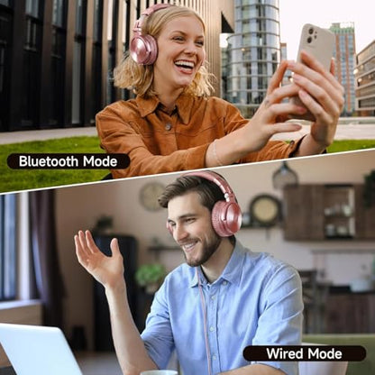 OneOdio Bluetooth Over Ear Headphones, 110 Hrs Wireless/Wired Stereo Sound Foldable Headsets with Deep Bass 50mm Neodymium Drivers for PC/Phone/Tablet - Studio Wireless Pro C, Rose Gold - color: Rose Gold