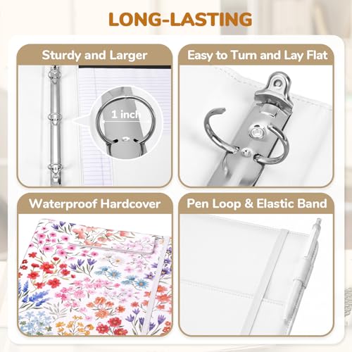 JoyCat 3 Ring Binder Clipboard with Storage,12.4"x10.2" Magnetic Clipboard Folder with 5 Dividers with Expandable Pockets,Refillable Lined Notepad (11" x 8.5"),Ideal for School Office Nursing (Flower) - color: Flower