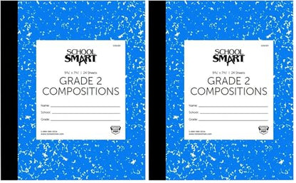 School Smart Skip-A-Line Ruled Composition Book, Grade 2, Blue, 48 Pages (Pack of 2) - size: 24 Sheets/48 Pages - Grade 2 (Pack of 2)