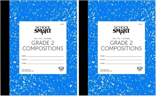 School Smart Skip-A-Line Ruled Composition Book, Grade 2, Blue, 48 Pages (Pack of 2) - size: 24 Sheets/48 Pages - Grade 2 (Pack of 2)