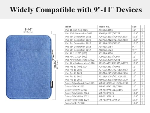TiMOVO 9-11" Tablet Sleeve Bag, Sky Blue | Fit iPad 11" A16 2025 / 10.9"/10.2" / Air 11" 5/4 Gen / Galaxy Tab A9+/A11Plus 11", Fit Smart Keyboard - color: Sky Blue, size: 9-11 Inch