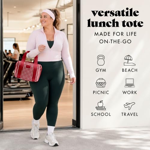 Fit & Fresh Remi Lunch Bag for Women Work – Neoprene Lunch Tote with Containers & Ice Pack, Reusable Meal Prep Lunch Box, Large Capacity, Machine Washable - color: Red Gingham