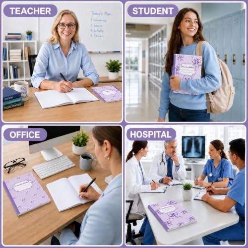 6 Packs 112 Pages Composition Notebook for Back to School 7-1/2" x 9-3/4" | Cute Purple Bow Composition Notebook College Ruled Bulk for First Day of School Office - color: Purple