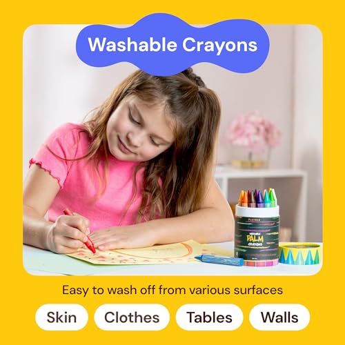 PLAYVIBE Jumbo Crayons - 18 Count, Multicolor, Washable | Washable break-resistant jumbo crayons - easy grip, non-toxic - Use for toddlers & kids, mess-free art