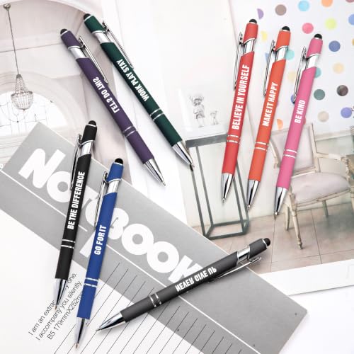 Ballpoint Pen 2-in-1 Stylus 8 Pack, Retractable Ballpoint Pen with Stylus tip Metal Stylus Pen for Touch Screens, 1.0 mm Black Ink (8 PACK-Motivational) - color: 8 PACK-Motivational
