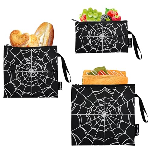 Reusable Food Storage Bags Goth Spider 3 Pack Set Lunch Bag Compact Sandwich Snack Bag Small Medium Large for Lunch, Travel & Organization - color: Bag 19