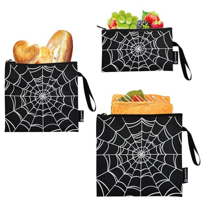 Reusable Food Storage Bags Goth Spider 3 Pack Set Lunch Bag Compact Sandwich Snack Bag Small Medium Large for Lunch, Travel & Organization - color: Bag 19