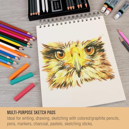 U.S. Art Supply 8"x10" Top Spiral Bound Sketch Book, 2 Pack, 100 Sheets Each, 60lb (100gsm), Acid-Free, Artist Sketchbook, Drawing Pad for Adults & Students - size: 8-x-10-inch