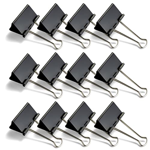 Officemate Large Binder Clips, 2 inch Wide, 1 inch Capacity, Box of 12 (99100) - color: Black, size: Large