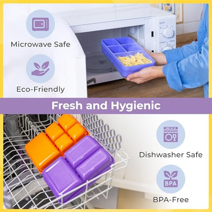 ovve Bento Box for Kids & Cutlery Set – Leakproof Kids Lunch Box, Interchangeable Inserts, BPA-Free, Dishwasher Safe Lunch Containers for School, Preschool, Toddler (Purple) - color: Purple