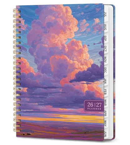 Planner 2026-2027, Academic Planner Weekly and Monthly, Jul 2026 - Jun 2027, Spiral Bound School Planning Tool with Tabs and Pocket, Perfect for Students & Teacher, 6.3" x 8.5", Sky Reverie - color: Z-Sky Reverie, size: 6.3"x8.5" (A5)
