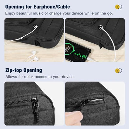 MoKo 13 Inch 360° Protective Tablet Sleeve Shoulder Bag with Earphone Hole | Fits iPad Pro 13-inch M5, iPad Air 13-inch M4, iPad Pro 12.9-inch and Galaxy Tab S9/S8 Plus 12.4-inch, Black - color: Black, style: 12.9 Inch