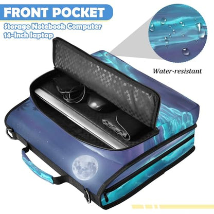 Beach 2-inch 3 Ring Zipper Binder with Shoulder Strap Holds 14 Inch Laptop for Students and Office - color: Beach